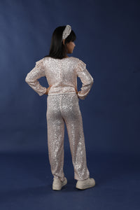 Gold Sequins Jumpsuit Stretchable with Belt