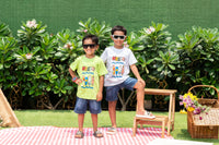 White & Neon Green Hello Print Boys T-Shirt