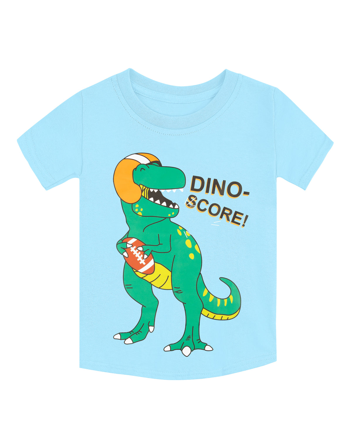 Pack of 2 Black-Level 11 & Sky Blue-Dino Score Print Cotton T-shirt