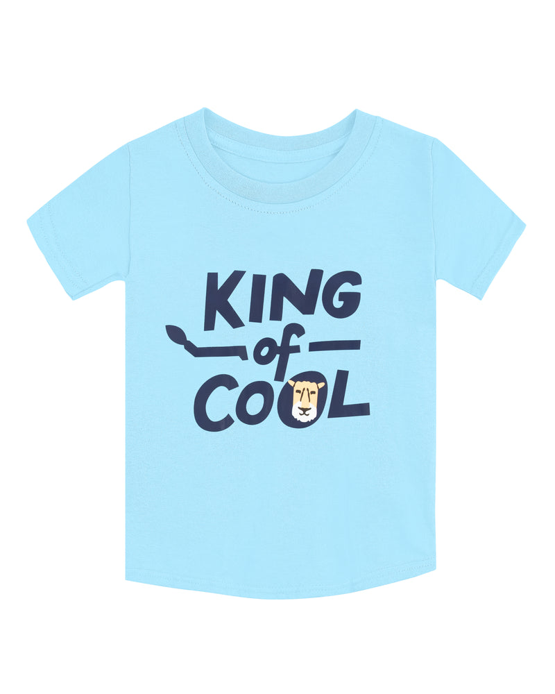 Pack of 2 Sky Blue-King Of Cool & Black-Freedom Print Cotton T-shirt