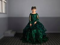 Green Exaggerated Princess Gown Dress