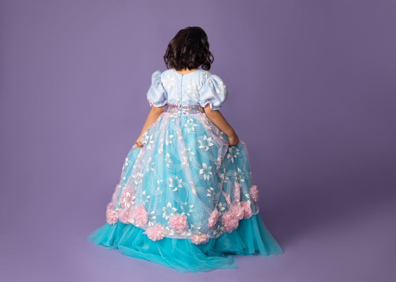 Blue & Pink Ultimate Princess Look Party Gown