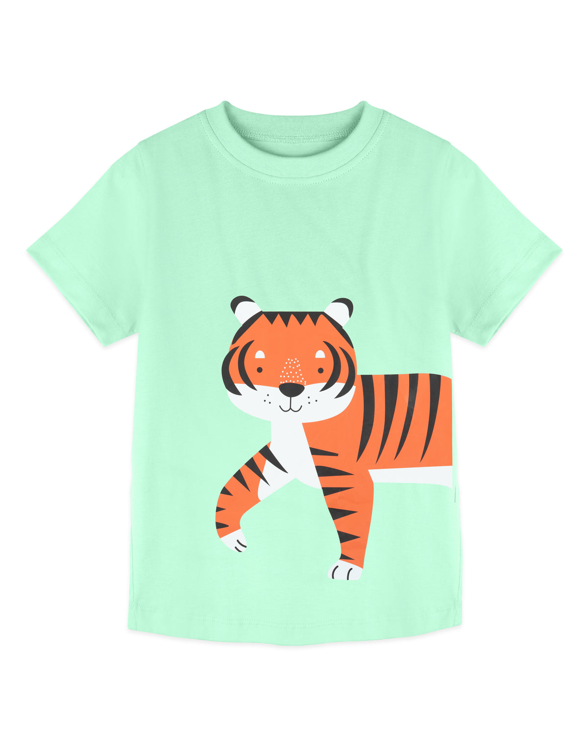 Pack of 2 Mint Green-Walking Tiger & Sky Blue-Llama Print Cotton T-shirt