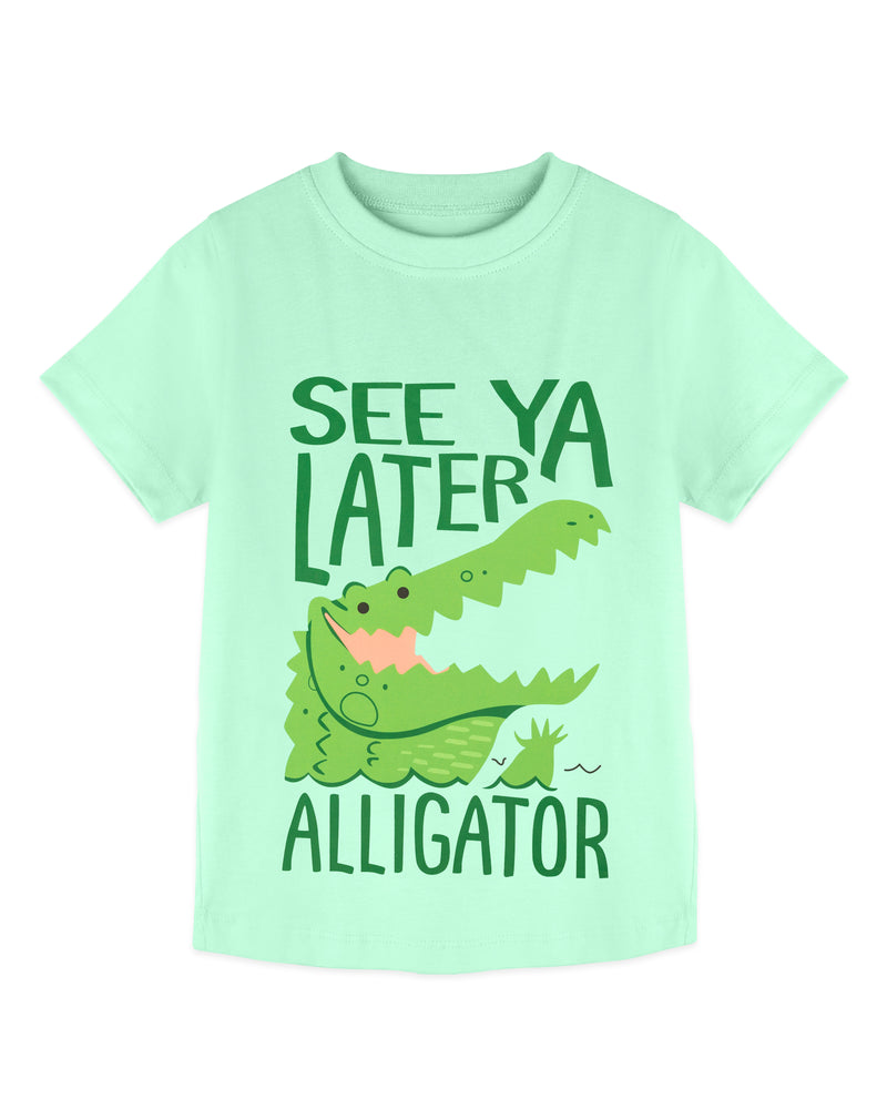 Pack of 2 Lilac-I Am The King & Mint Green-See Ya Later Alligator Print Cotton T-shirt