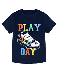 Pure Cotton Play All Day Sneaker Print Navy Blue T-shirt & Shorts Co-ord Set