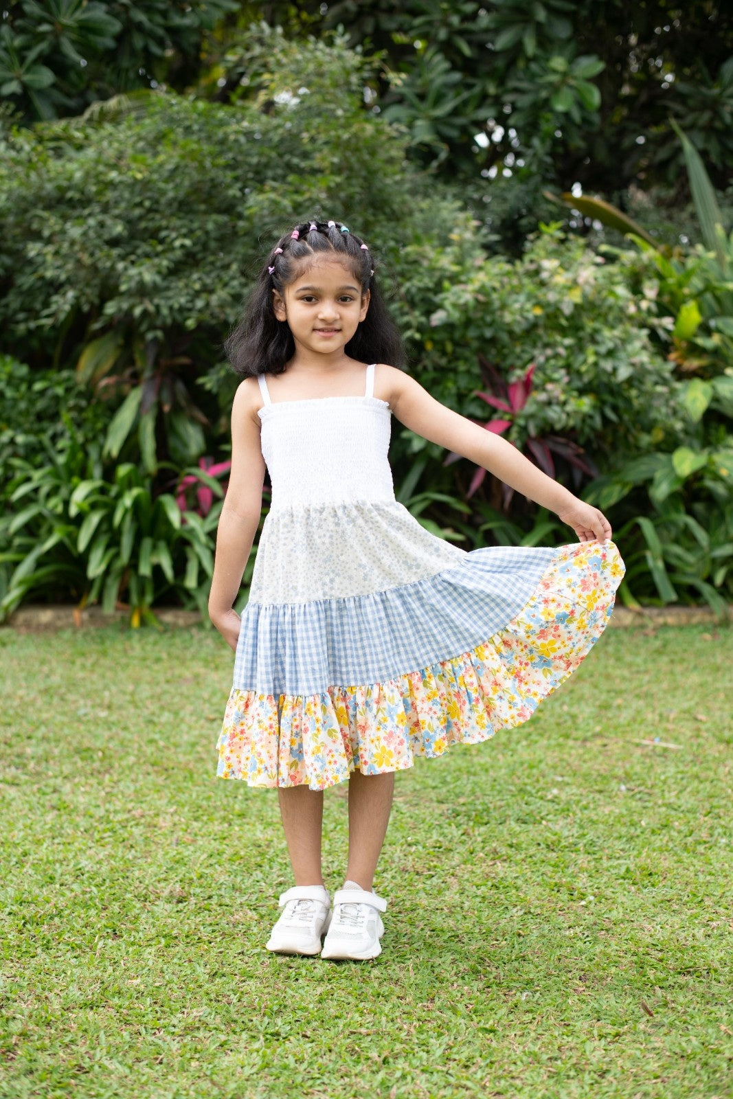 Light Summer Color Smocked Sleeveless Girls Dress