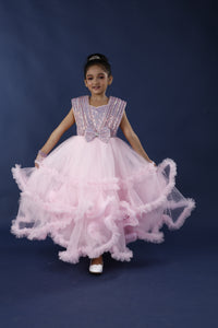 Pink Super Exaggerated Multiple Layer Radiant Princess Gown