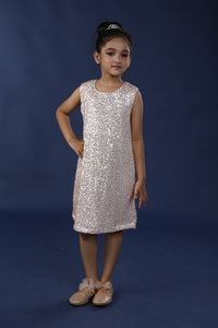 Golden Sequinned Elegant Girls Party Dress