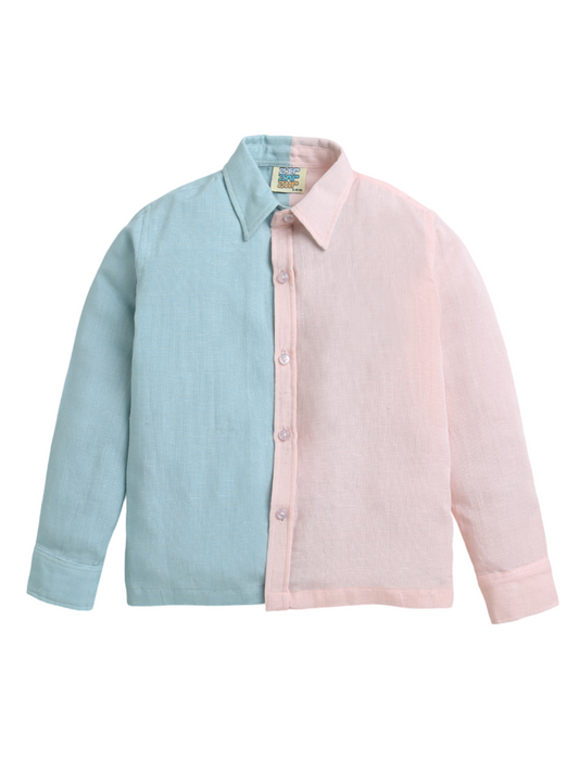 Pink & Blue Full Sleeve Collar Neck Shirt for Boys