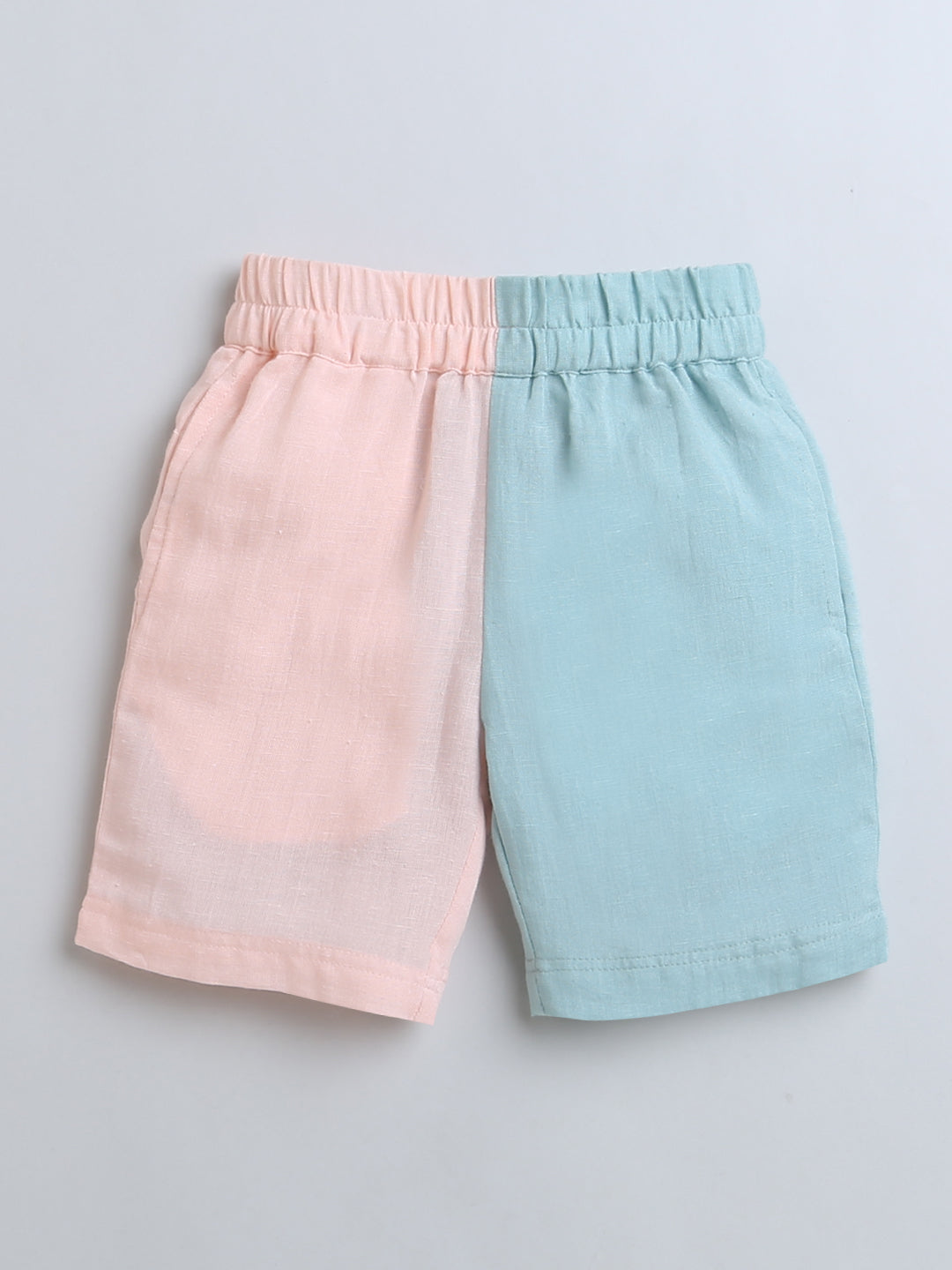 Blue-Peach Linen Shirt & Shorts Co-ord set