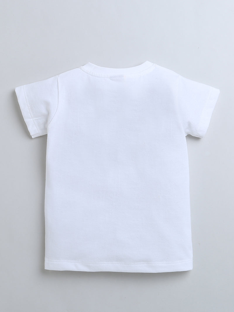 White Round Neck Holi Print Pure Cotton T-Shirt