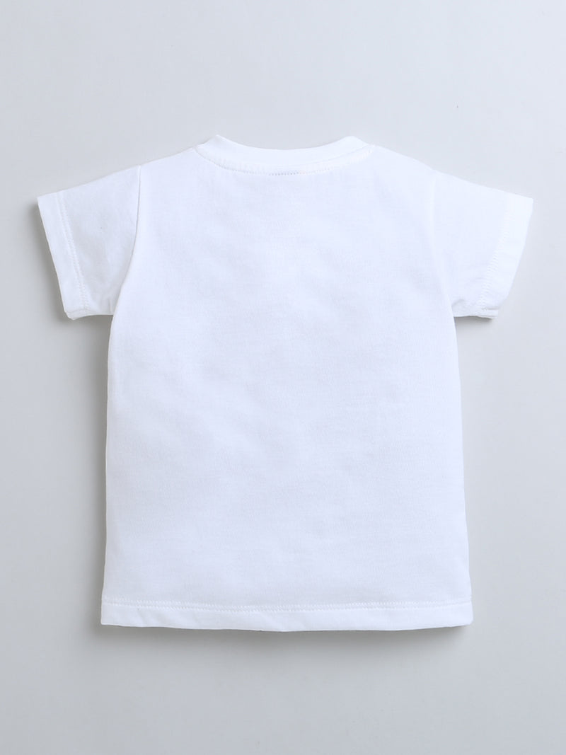 White Round Neck Holi Print Pure Cotton T-Shirt