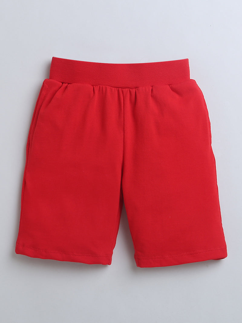 Red Black Yellow Color Block Half Sleeve T-shirt & Shorts Boys Co-ord Set