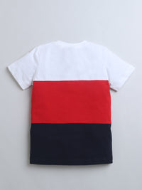 Blue Red White Color Block Half Sleeve T-shirt & Shorts Co-ord Set