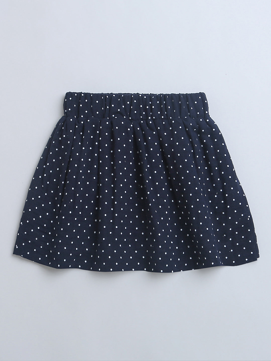 Navy Blue with White Polka Dots Frill Sleeve Top & Skirt Co-ord Set