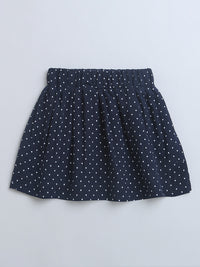 Navy Blue with White Polka Dots Frill Sleeve Top & Skirt Co-ord Set