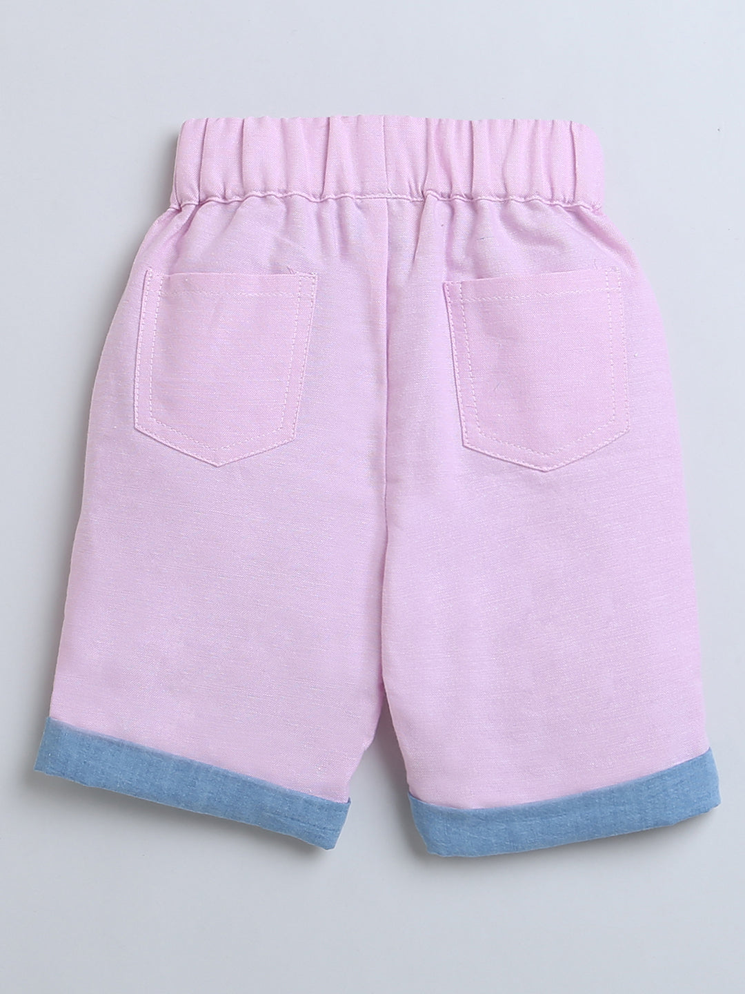 Pink With Blue Detailing Shirt & Shorts Set