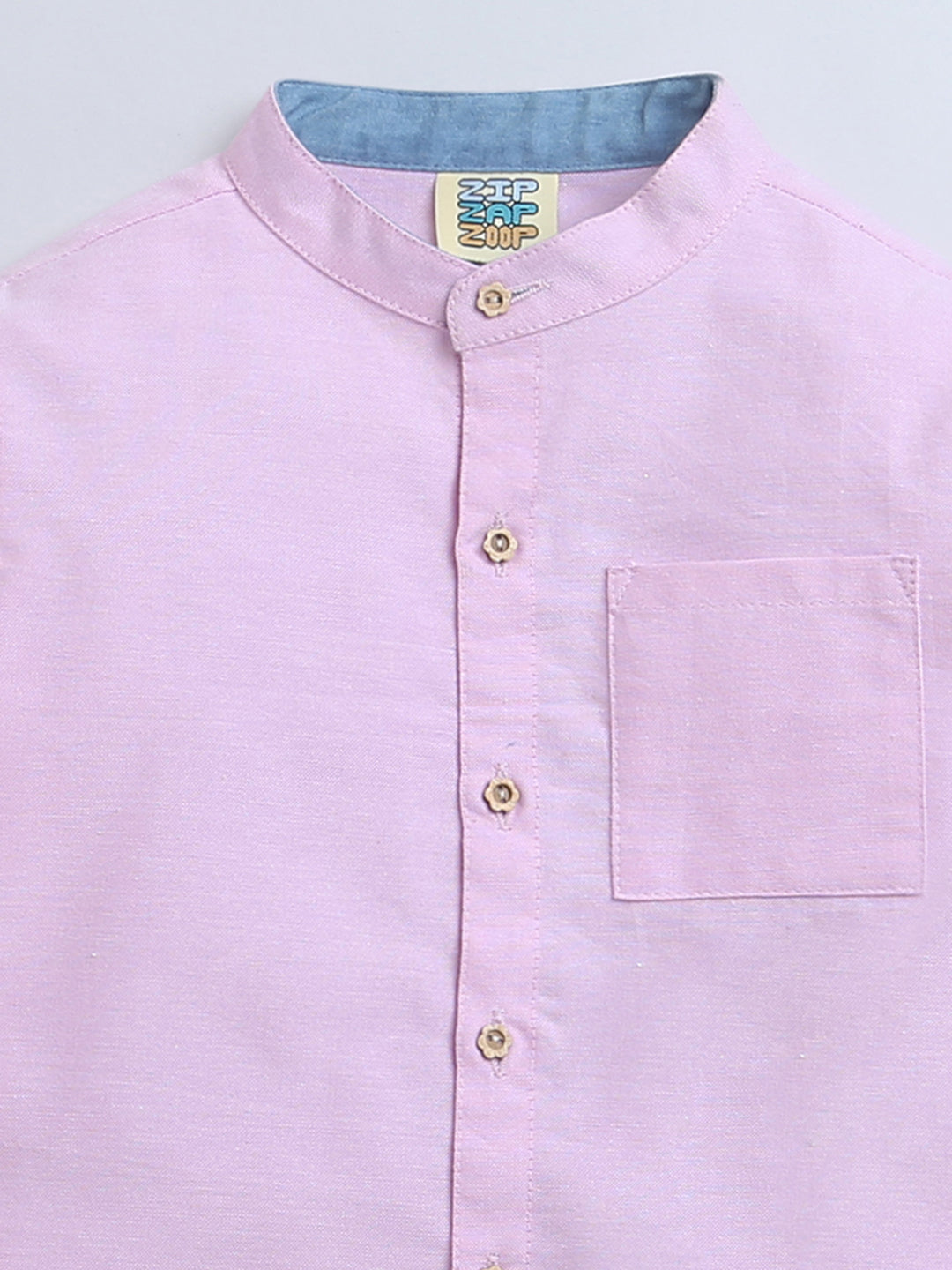 Pink With Blue Detailing Shirt & Shorts Set