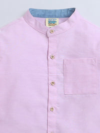 Pink With Blue Detailing Shirt & Shorts Set