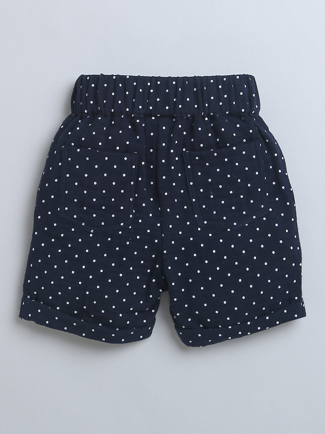 Navy Blue with White Polka Full Sleeve Shirt & Short Pant Co-ord Set