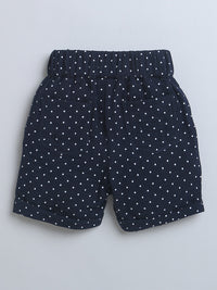 Navy Blue with White Polka Full Sleeve Shirt & Short Pant Co-ord Set