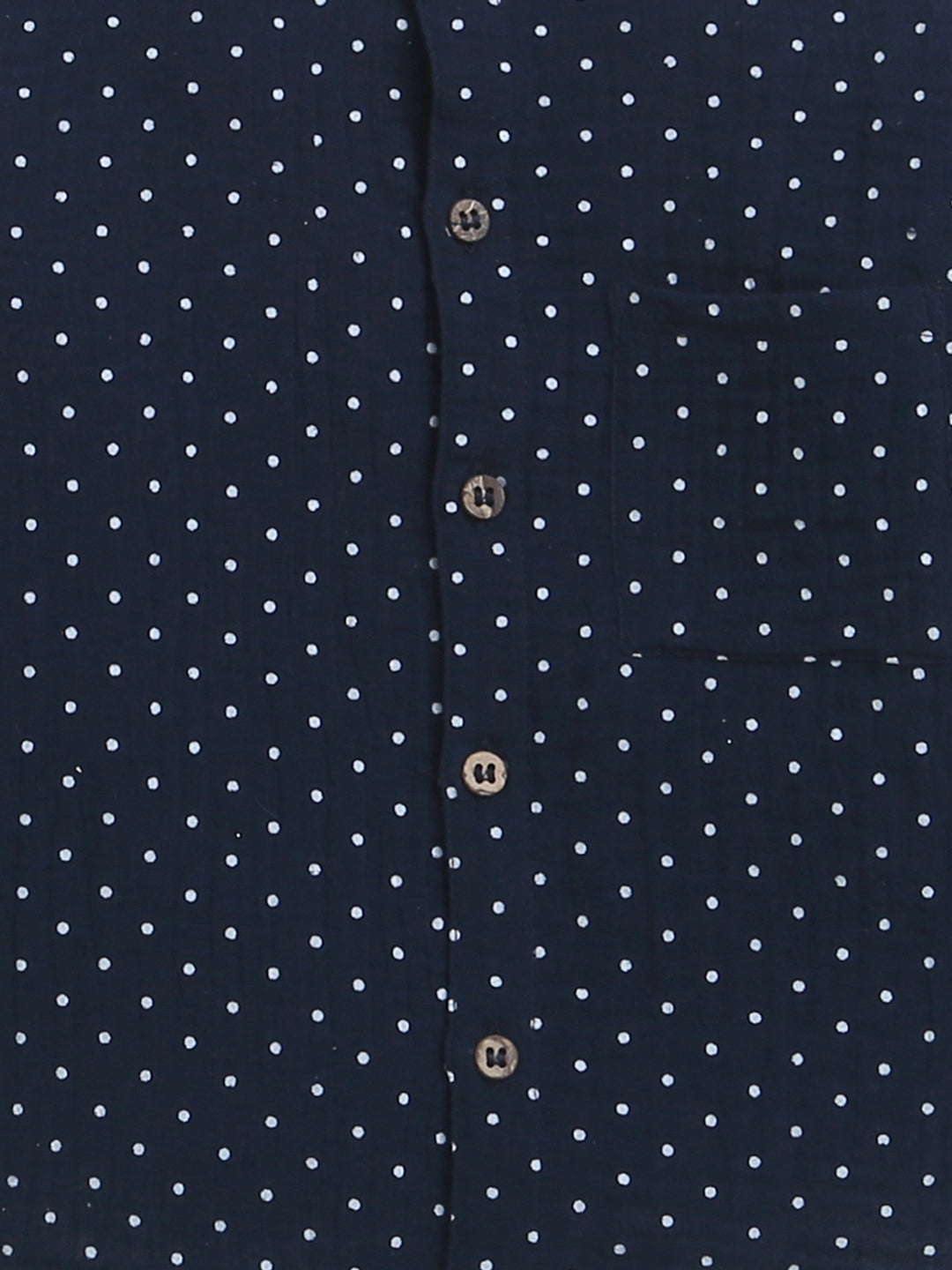 Navy Blue with White Polka Double Cloth Boys Shirt