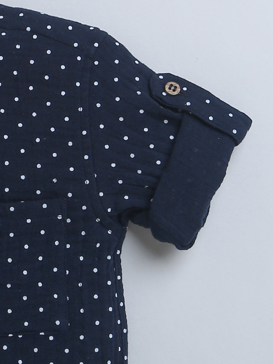 Navy Blue with White Polka Full Sleeve Shirt & Short Pant Co-ord Set