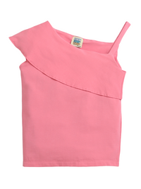 Pink one sided Sleeve Girls Stylish Top