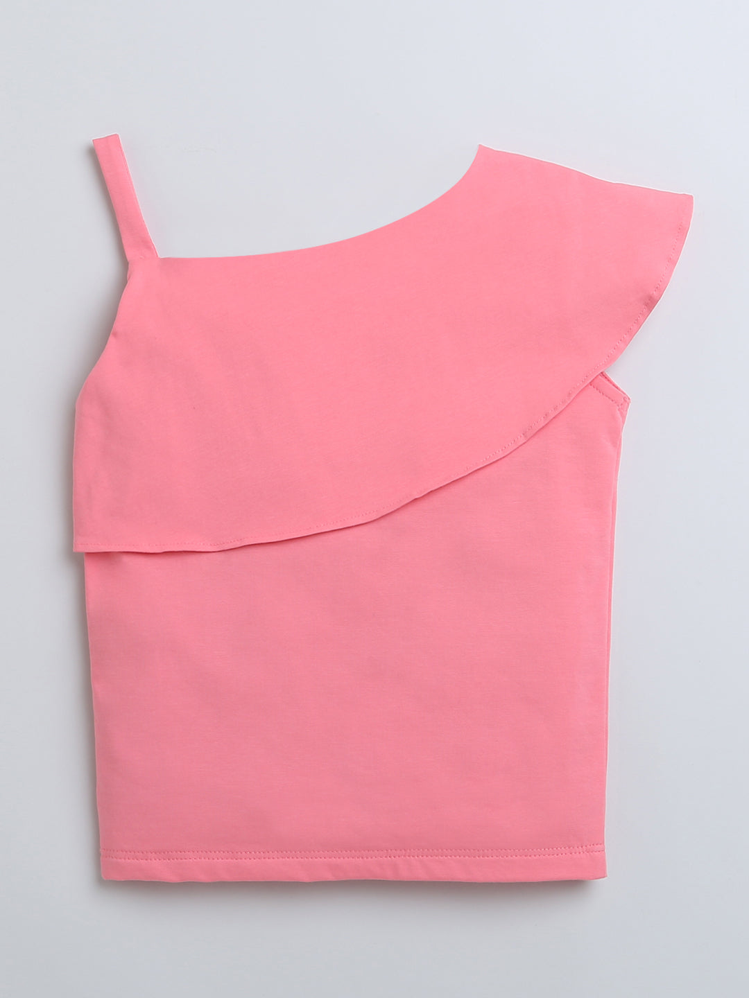 Pink one sided Sleeve Girls Stylish Top