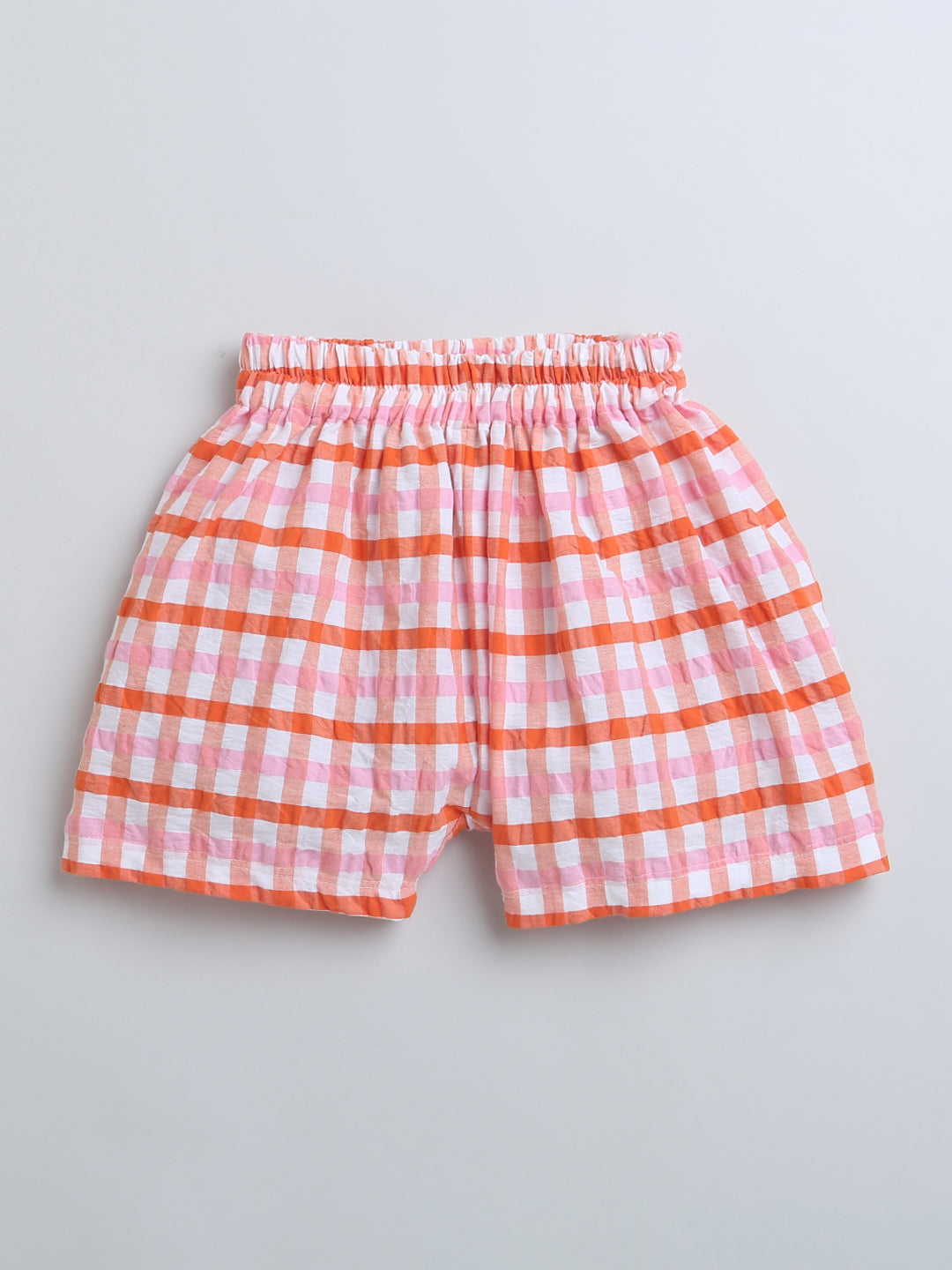 Pink Top & Check Pattern Shorts Girl Co-ord Set