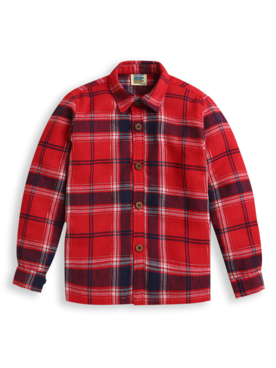 Red Black Big Checks Collar Neck Full Sleeve Cotton Shirt