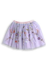 Lilac Embroidered Flared Skirt