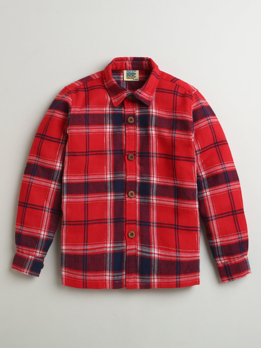 Red Black Big Checks Collar Neck Full Sleeve Cotton Shirt