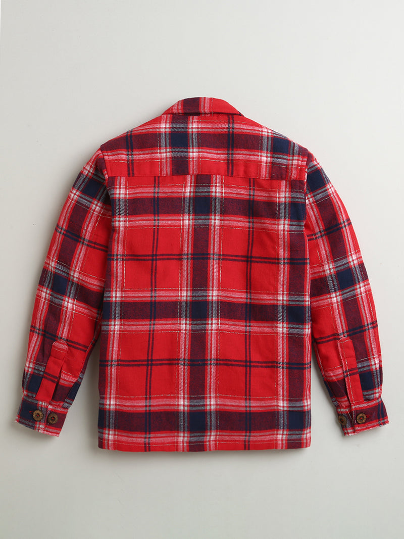 Red Black Big Checks Collar Neck Full Sleeve Cotton Shirt