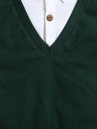 Green & White Collar Neck Full Sleeve Cotton Sweatshirt