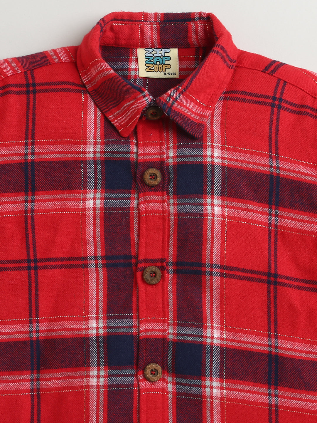 Red Black Big Checks Collar Neck Full Sleeve Cotton Shirt