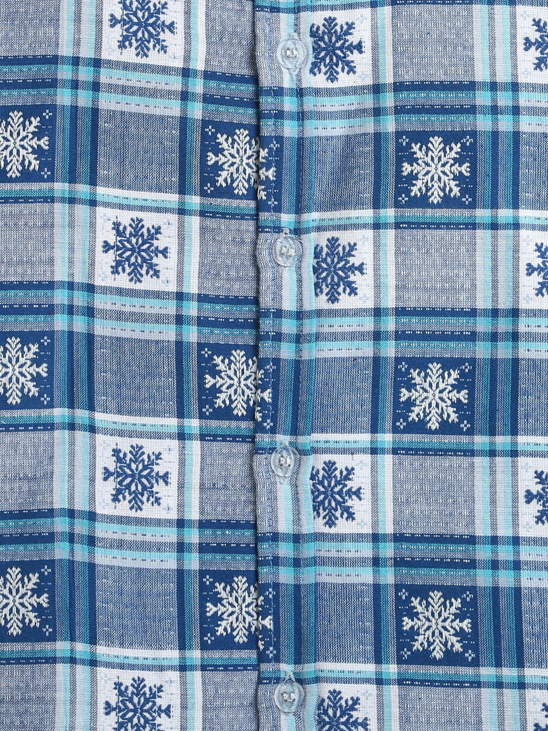 Blue Grey Ice Flakes Check Pattern Cotton Full Sleeve Shirt