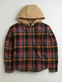 Red Black Beige Checkered Full Sleeve Hoodie