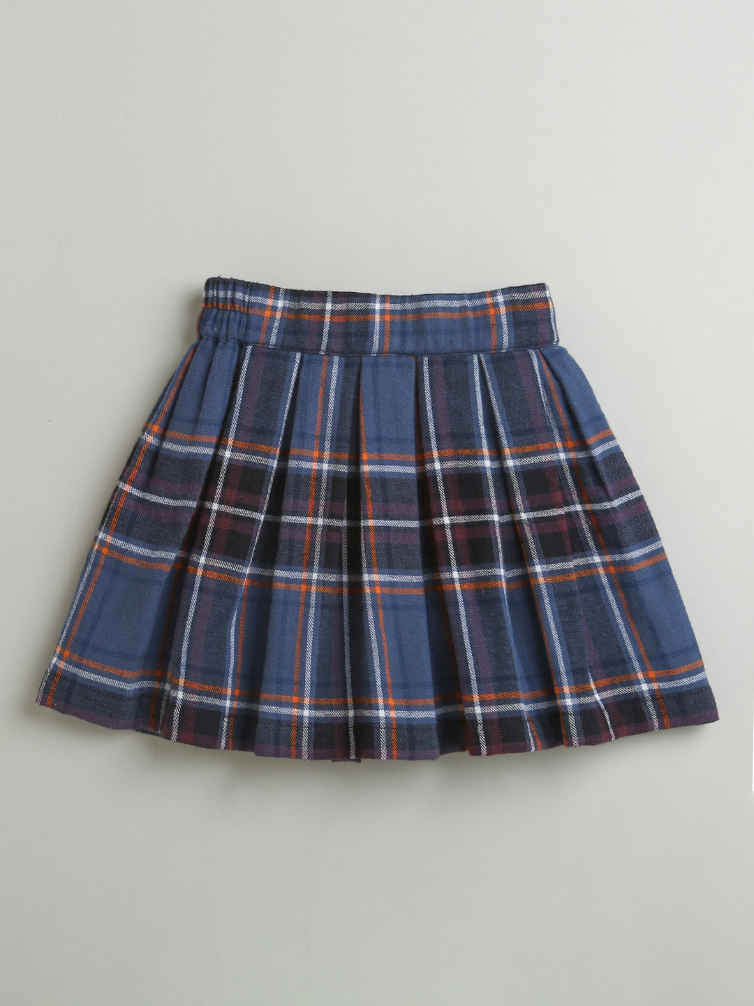 Grey Butterfly Patch Sweatshirt & Blue Checks Skirt