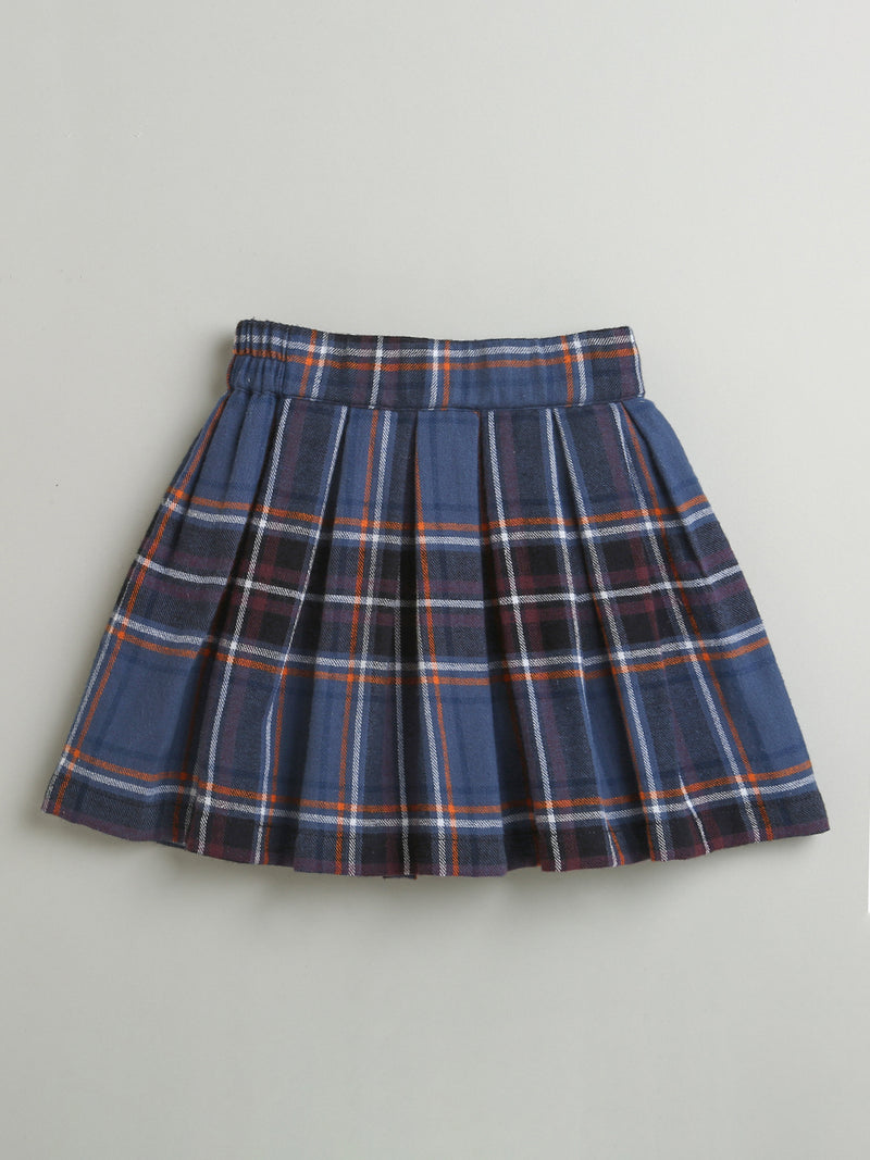 Blue Checks Cotton Skirt