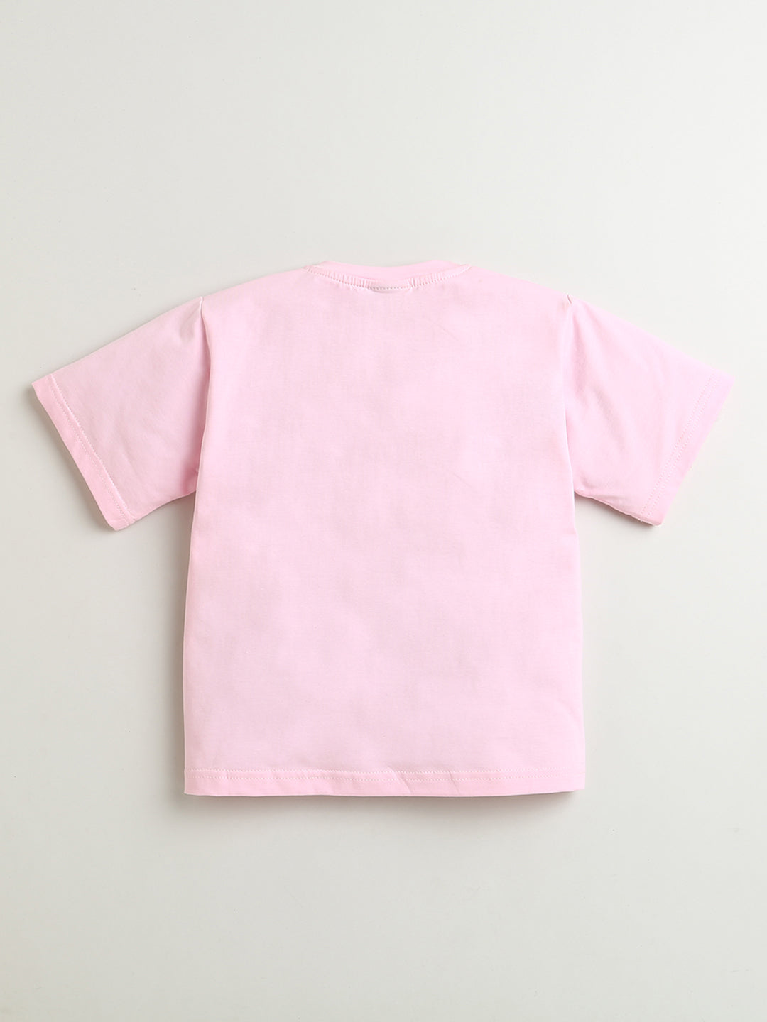 Pink Butterfly Patch Cotton T-shirt with White Flared Cotton Skirt