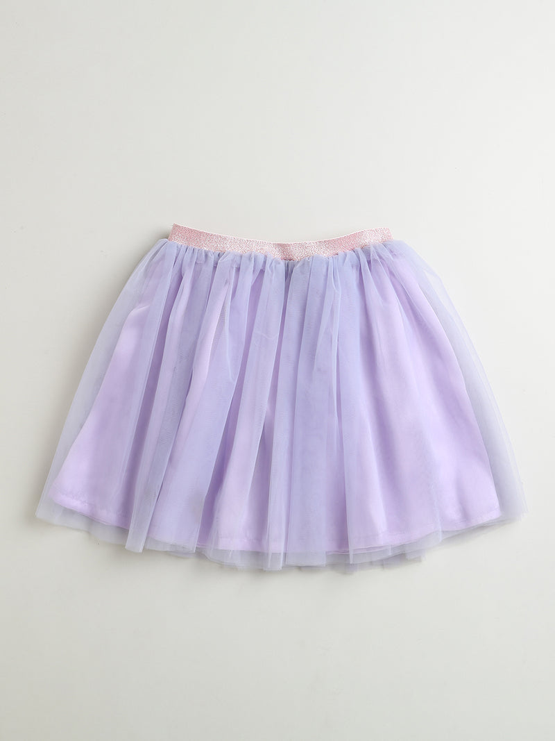 Lilac Embroidered Flared Skirt