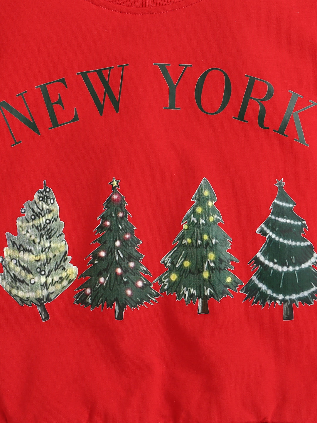 Red New York Print Sweatshirt with Santa Christmas Print Pant