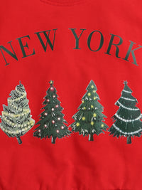 Red New York Print Sweatshirt with Santa Christmas Print Pant