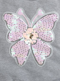 Grey Sequinned Butterfly Full Sleeve Sweatshirt