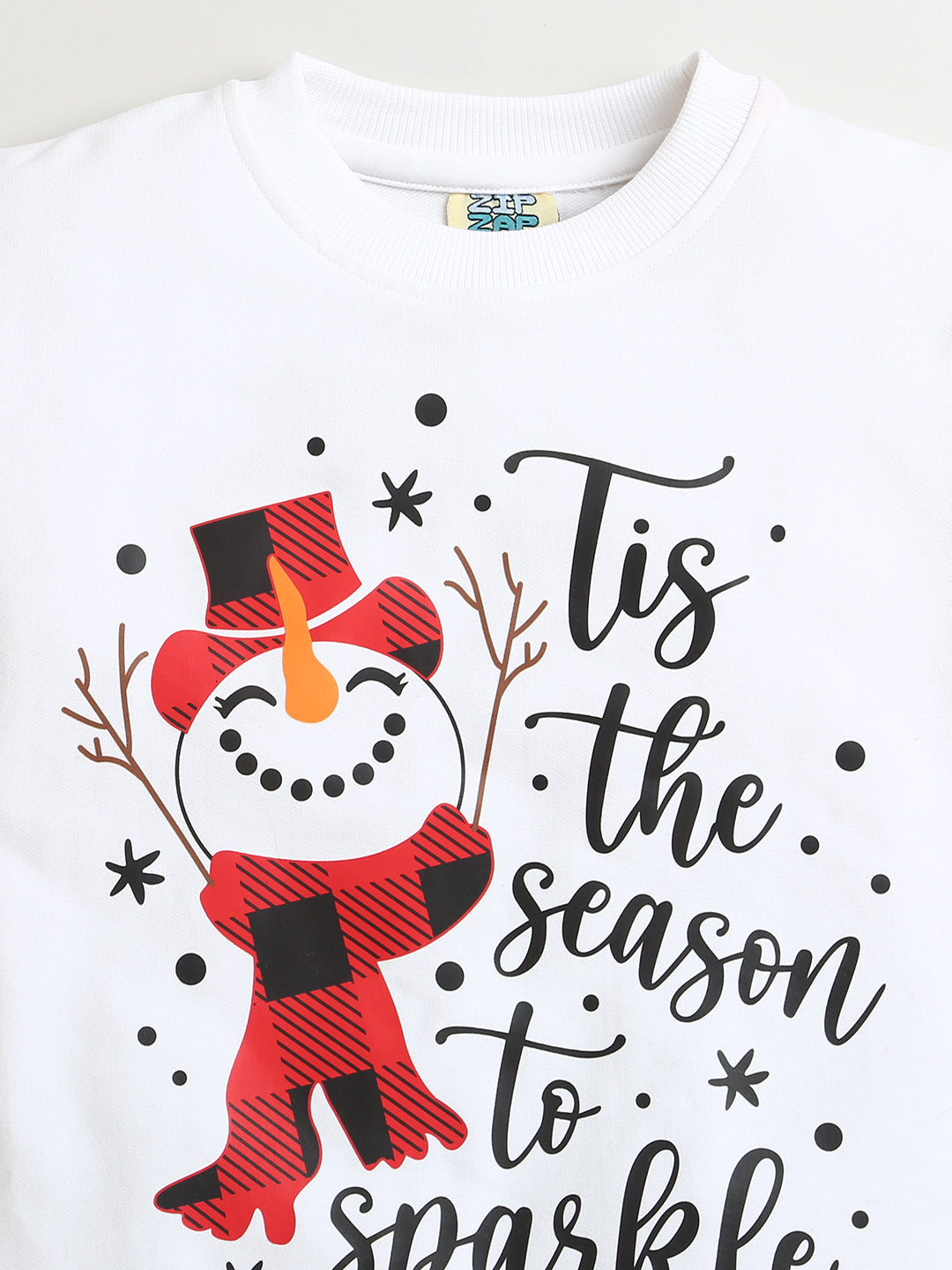 White Snowman Print Sweatshirt with Christmas Print Red Pyjama Pant