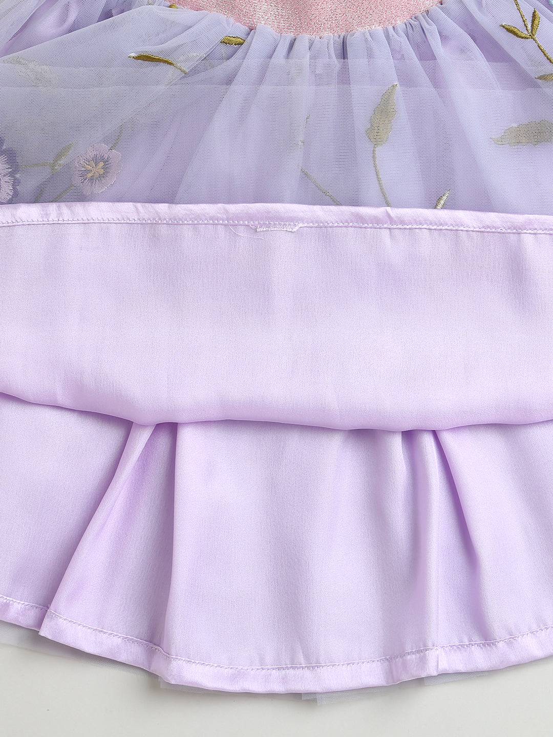 Lilac Embroidered Flared Skirt