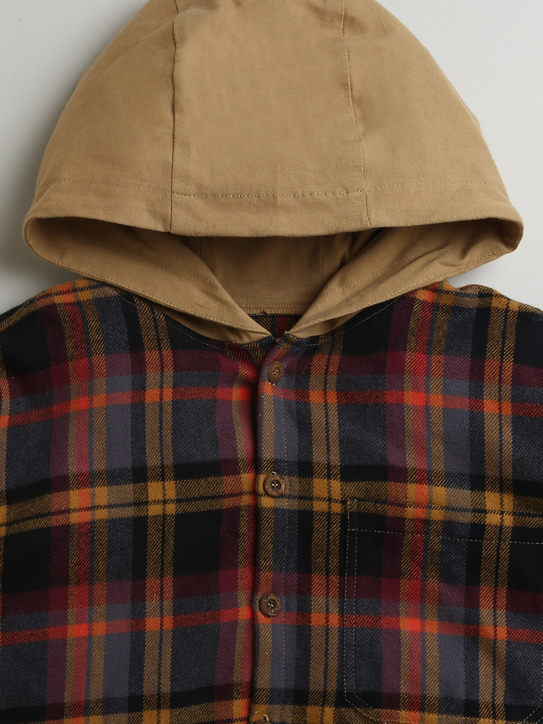 Red Black Beige Checkered Full Sleeve Hoodie