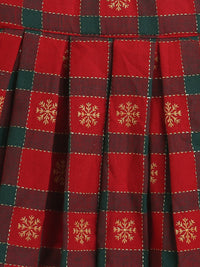 Red Green Checks Cotton Skirt