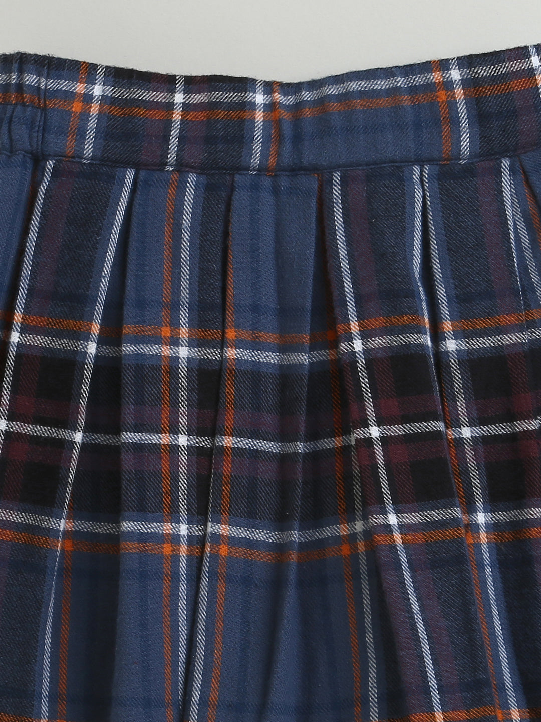 Grey Butterfly Patch Sweatshirt & Blue Checks Skirt